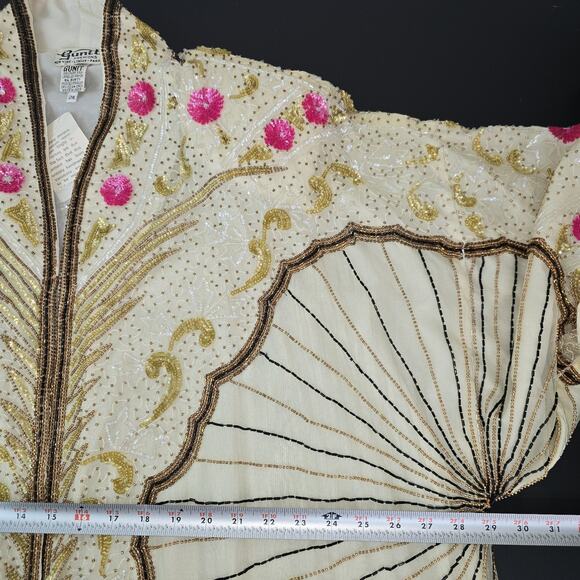 VTG Gunit Silk Beaded Kimono Jacket Womens Size 24 Art Deco 1920's Artsy Flapper - Picture 14 of 16